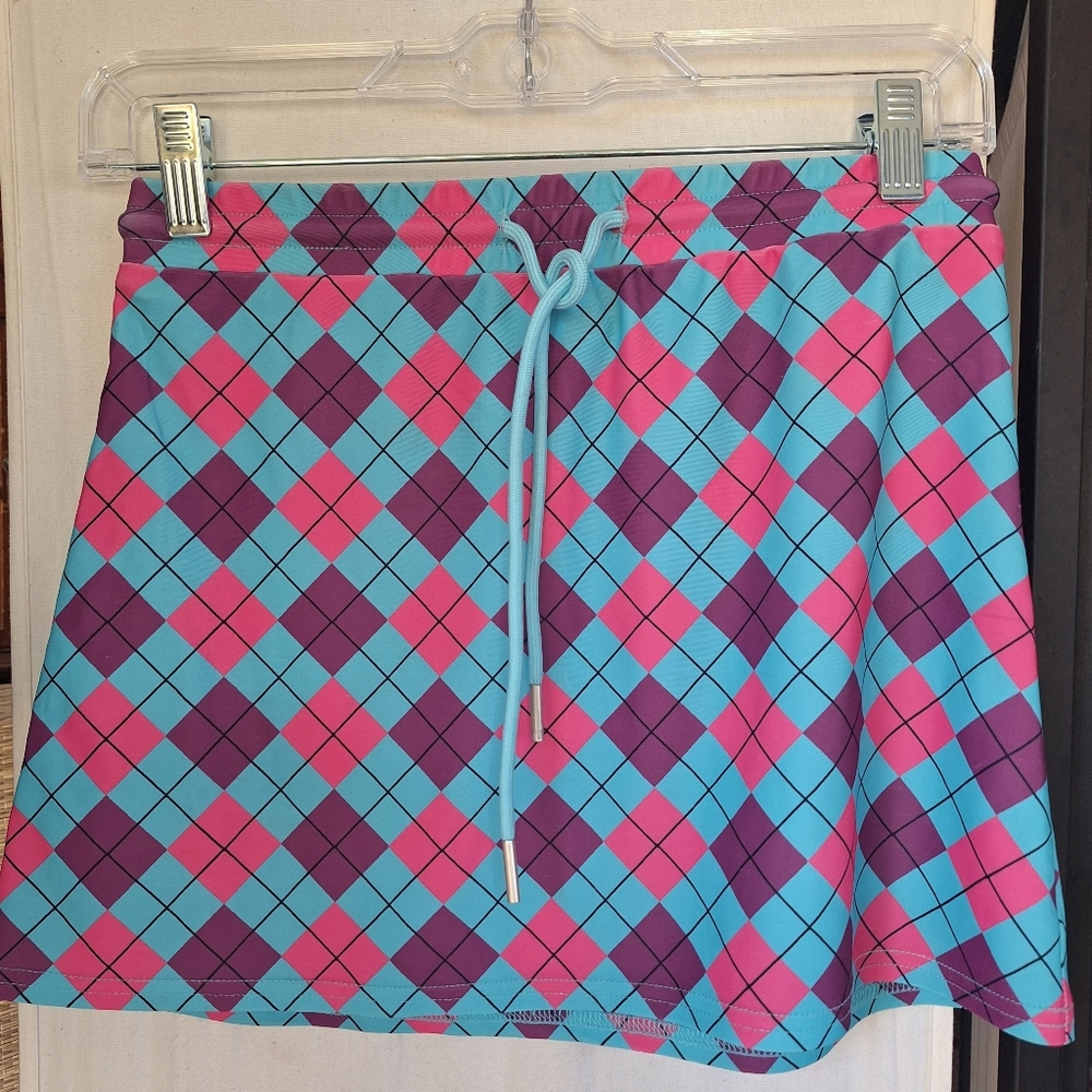 Dolls Kill Pink and Blue Argyle Mini Skirt